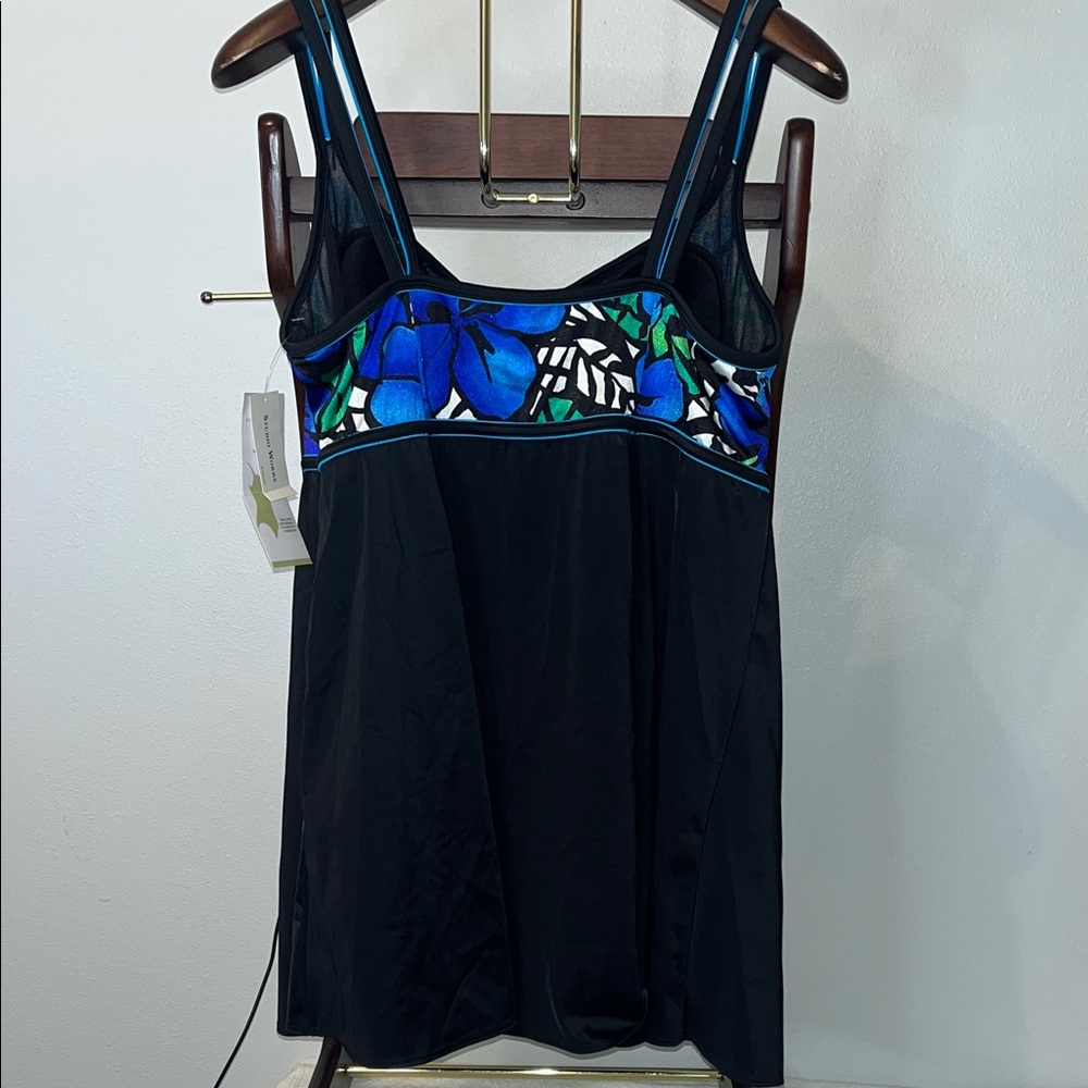Studio Works One Piece Swimsuit Swim Dress Black Floral Woman Sz 22W NWT - Picture 6 of 6